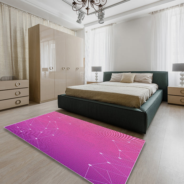 Patterned Deep Pink Rug in a Bedroom, pat481pur