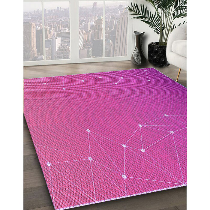 Machine Washable Transitional Deep Pink Rug in a Family Room, wshpat481pur