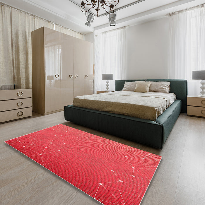 Patterned Red Rug in a Bedroom, pat481rd