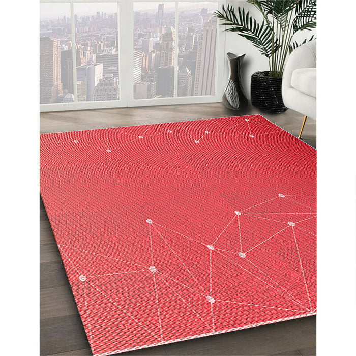Machine Washable Transitional Red Rug in a Family Room, wshpat481rd