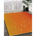 Patterned Neon Orange Rug in Family Room, pat481yw