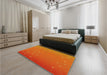 Patterned Neon Orange Rug in a Bedroom, pat481yw