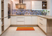 Patterned Neon Orange Rug in a Kitchen, pat481yw