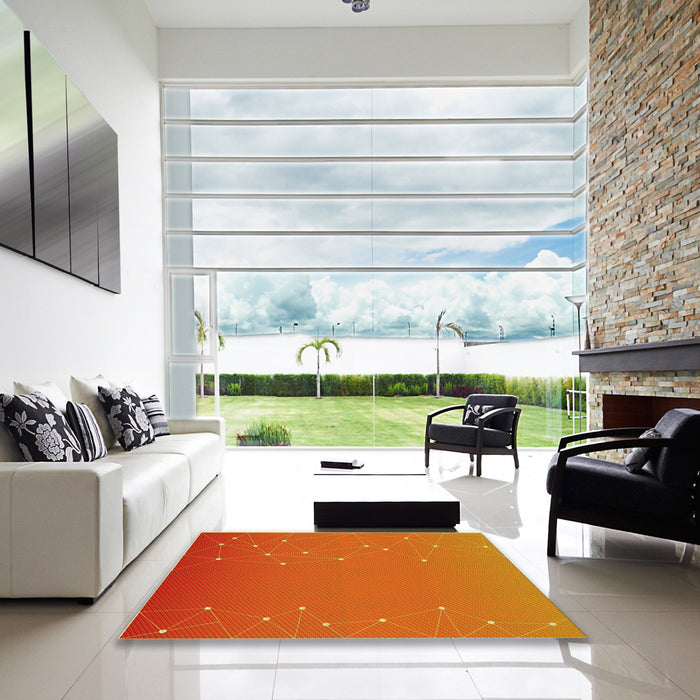 Machine Washable Transitional Neon Orange Rug in a Kitchen, wshpat481yw