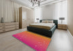 Patterned Red Novelty Rug in a Bedroom, pat481