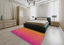 Patterned Red Novelty Rug in a Bedroom, pat481