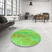 Round Patterned Emerald Green Rug in a Office, pat482grn