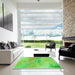 Machine Washable Transitional Emerald Green Rug in a Kitchen, wshpat482grn
