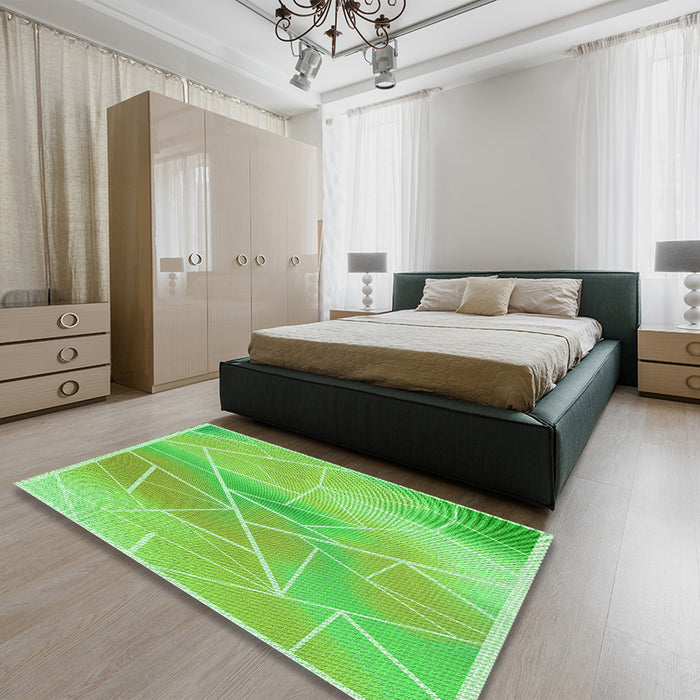 Round Machine Washable Transitional Emerald Green Rug in a Office, wshpat482grn