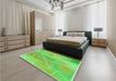 Patterned Emerald Green Rug in a Bedroom, pat482grn