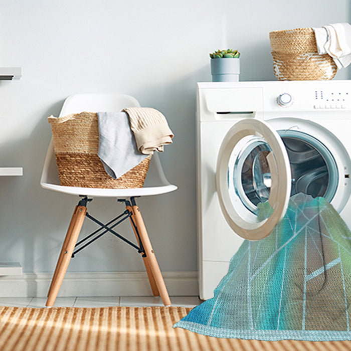 Machine Washable Transitional Cadet Blue Green Rug in a Washing Machine, wshpat482lblu