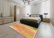 Patterned Yellow Orange Rug in a Bedroom, pat482org