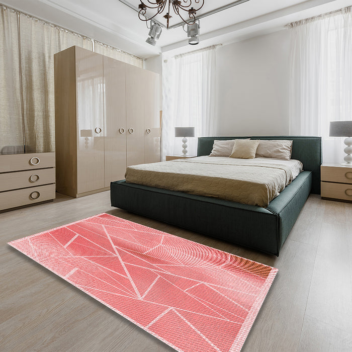 Round Machine Washable Transitional Pastel Pink Rug in a Office, wshpat482rd