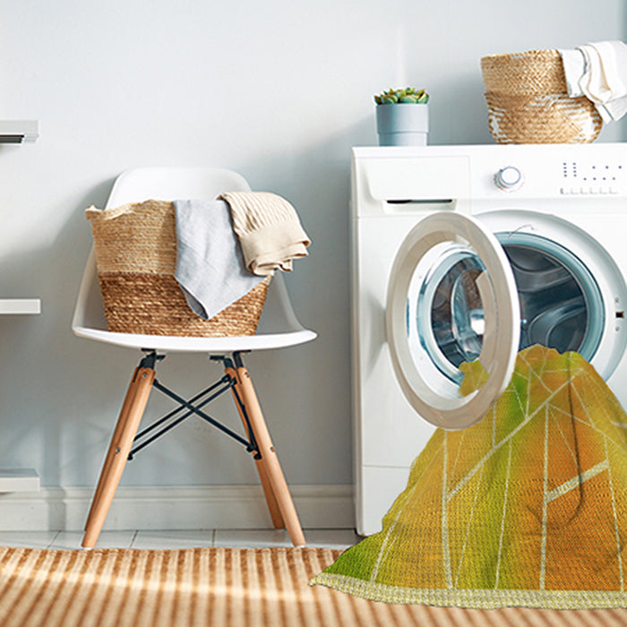 Machine Washable Transitional Yellow Rug in a Washing Machine, wshpat482yw