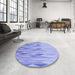 Round Patterned Light Slate Blue Rug in a Office, pat483blu