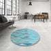 Round Patterned Koi Blue Rug in a Office, pat483lblu