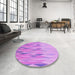 Round Patterned Violet Purple Rug in a Office, pat483pur