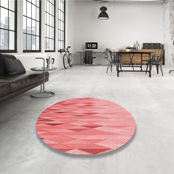 Round Patterned Light Salmon Pink Rug in a Office, pat483rd
