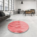 Round Patterned Light Salmon Pink Rug in a Office, pat483rd