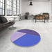 Round Patterned Amethyst Purple Rug in a Office, pat484blu