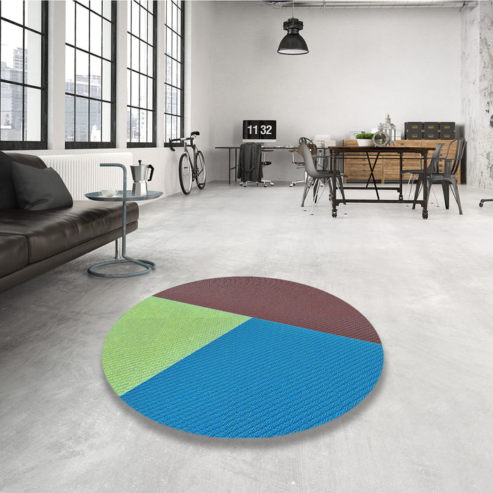 Round Patterned Mint Green Rug in a Office, pat484lblu
