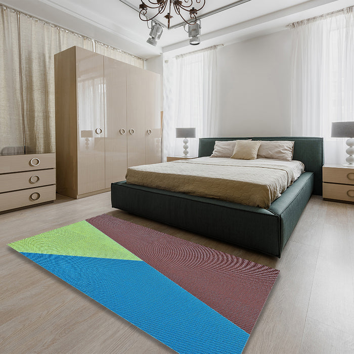Patterned Mint Green Rug in a Bedroom, pat484lblu