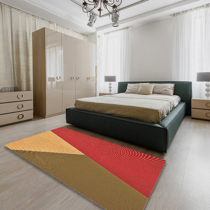 Patterned Cinnamon Brown Rug in a Bedroom, pat484org