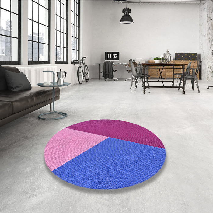Round Patterned Medium Slate Blue Rug in a Office, pat484pur