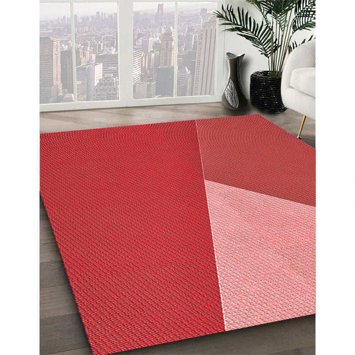 Patterned Red Rug in Family Room, pat484rd