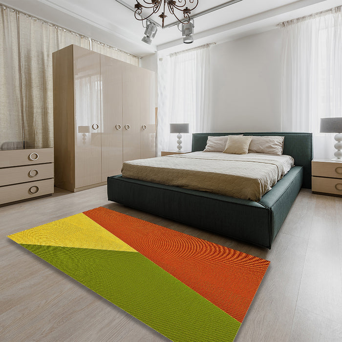 Patterned Brown Rug in a Bedroom, pat484yw