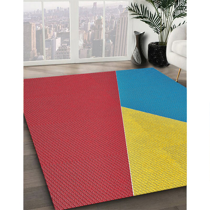 Patterned Red Novelty Rug in Family Room, pat484