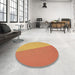 Round Patterned Orange Red Orange Rug in a Office, pat485brn