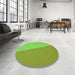 Round Patterned Bright Green Rug in a Office, pat485grn