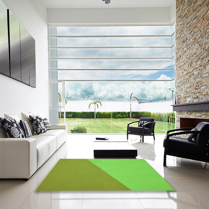 Square Patterned Bright Green Rug in a Living Room, pat485grn
