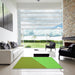 Square Patterned Bright Green Rug in a Living Room, pat485grn