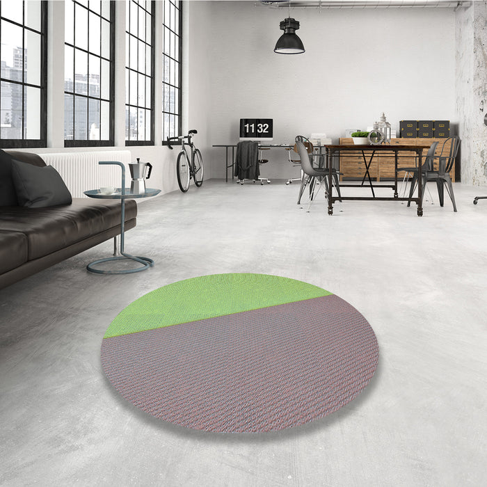 Round Patterned Yellow Green Rug in a Office, pat485lblu