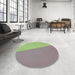 Round Patterned Yellow Green Rug in a Office, pat485lblu