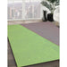 Patterned Yellow Green Rug in Family Room, pat485lblu