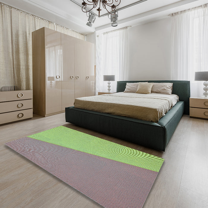 Patterned Yellow Green Rug in a Bedroom, pat485lblu