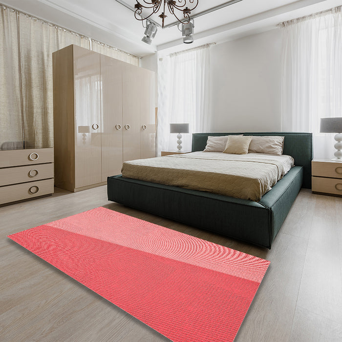 Patterned Ruby Red Rug in a Bedroom, pat485rd