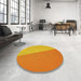 Round Patterned Neon Orange Rug in a Office, pat485yw