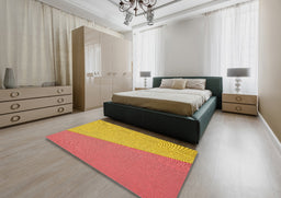 Patterned Red Novelty Rug in a Bedroom, pat485