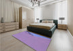 Patterned Purple Mimosa Purple Rug in a Bedroom, pat486blu