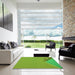 Square Patterned Green Rug in a Living Room, pat486grn