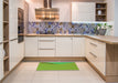 Patterned Green Rug in a Kitchen, pat486grn
