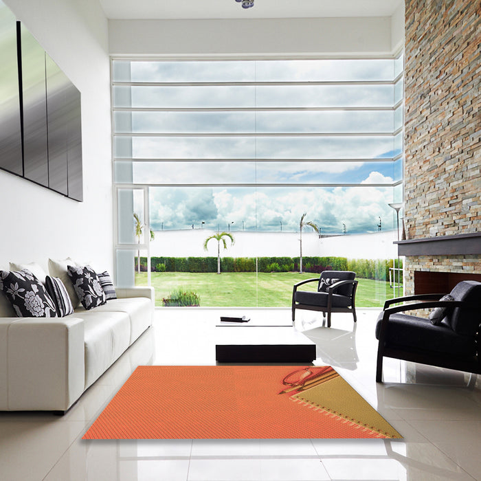 Machine Washable Transitional Neon Orange Rug in a Kitchen, wshpat486org