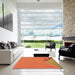 Square Patterned Neon Orange Rug in a Living Room, pat486org