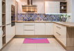 Patterned Deep Pink Rug in a Kitchen, pat486pur