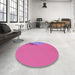 Round Patterned Deep Pink Rug in a Office, pat486pur