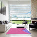 Square Patterned Deep Pink Rug in a Living Room, pat486pur